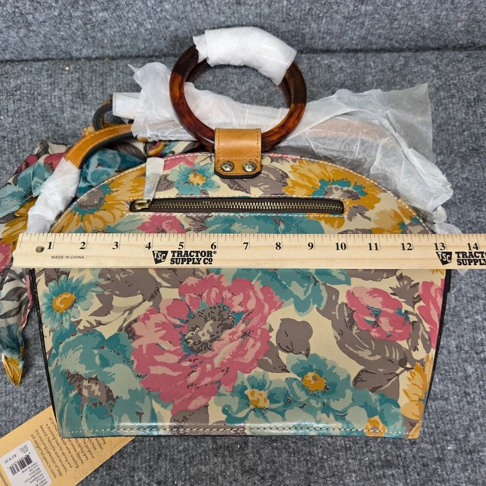 Patricia Nash First Bloom Meldola Dome Satchel crossbody bag Floral Leather $219
